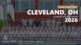 Group of kids wearing Real Madrid uniforms posing for a 2026 summer soccer camp photo in Cleveland, OH.