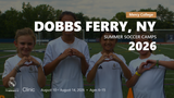 Four young players in Real Madrid camp uniforms forming heart shapes with their hands during the Dobbs Ferry, NY 2026 summer camp.