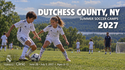 Landscape Real Madrid Foundation Clinic camp artwork for Dutchess County, NY; June 28 - July 2, 2027; ages 6–15. Updated September 30, 2026.