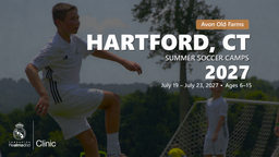 Real Madrid Foundation summer soccer camp 2027 in Hartford, CT, July 19 – July 23, 2027. Ages 6–15.