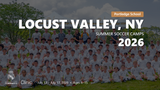Large group photo of kids and coaches in Real Madrid camp uniforms during the Locust Valley, NY 2026 summer soccer camp.