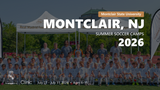 Large group of young players and coaches in Real Madrid camp uniforms posing for a team photo at the Montclair, NJ 2026 summer soccer camp.