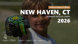 Smiling young goalkeeper showing a gloved hand during the New Haven, CT 2026 Real Madrid summer soccer camp.