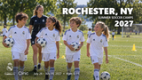 Landscape Real Madrid Foundation Clinic camp artwork for Rochester, NY; July 26 - July 30, 2027; ages 6–15. Updated September 30, 2026.