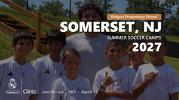 Real Madrid Foundation summer soccer camp 2027 in Somerset, NJ, June 28 – July 2, 2027. Ages 6–15.