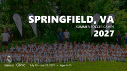 Landscape Real Madrid Foundation Clinic camp artwork for Springfield, VA; July 19 - July 23, 2027; ages 6–15. Updated September 30, 2026.