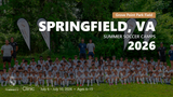 Large group photo of kids and coaches in Real Madrid camp uniforms during the Springfield, VA 2026 summer soccer camp.