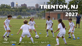 2027 Real Madrid Foundation Clinic promotional artwork for Trenton, NJ; July 12 – July 16, 2027; ages 6–15. Distinct generated youth soccer scene.